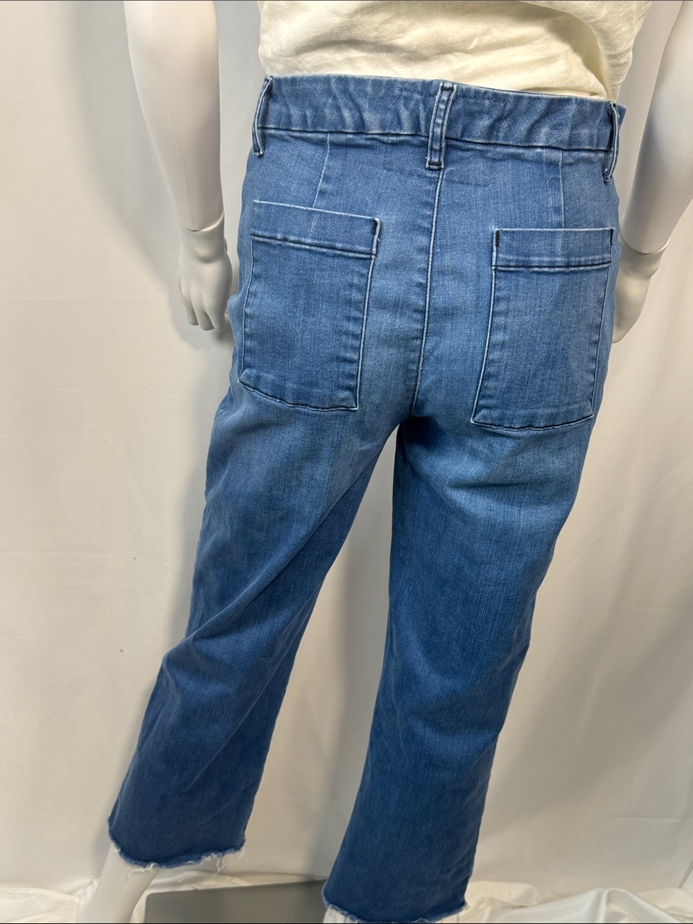 Frank & Eileen Kinsale High Rise Performance Denim Crop Pants Size 6 Raw Hem 25” - Picture 9 of 12